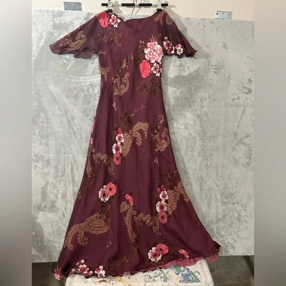 Monsoon y2k baby doll bust line silk floral maxi dress - Picture 12 of 16